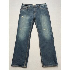 Aeropostale Essex Jeans Men's 36x30 Blue Dark Wash Straight Leg Whiskered Cotton